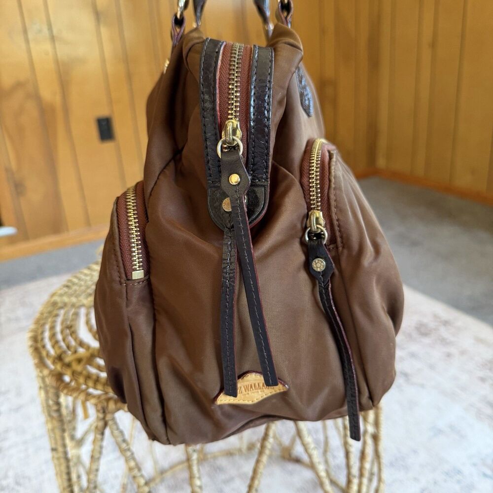 MZ Wallace Brown Nylon Leather Large Top Handle Tote Bag - Picture 3 of 16